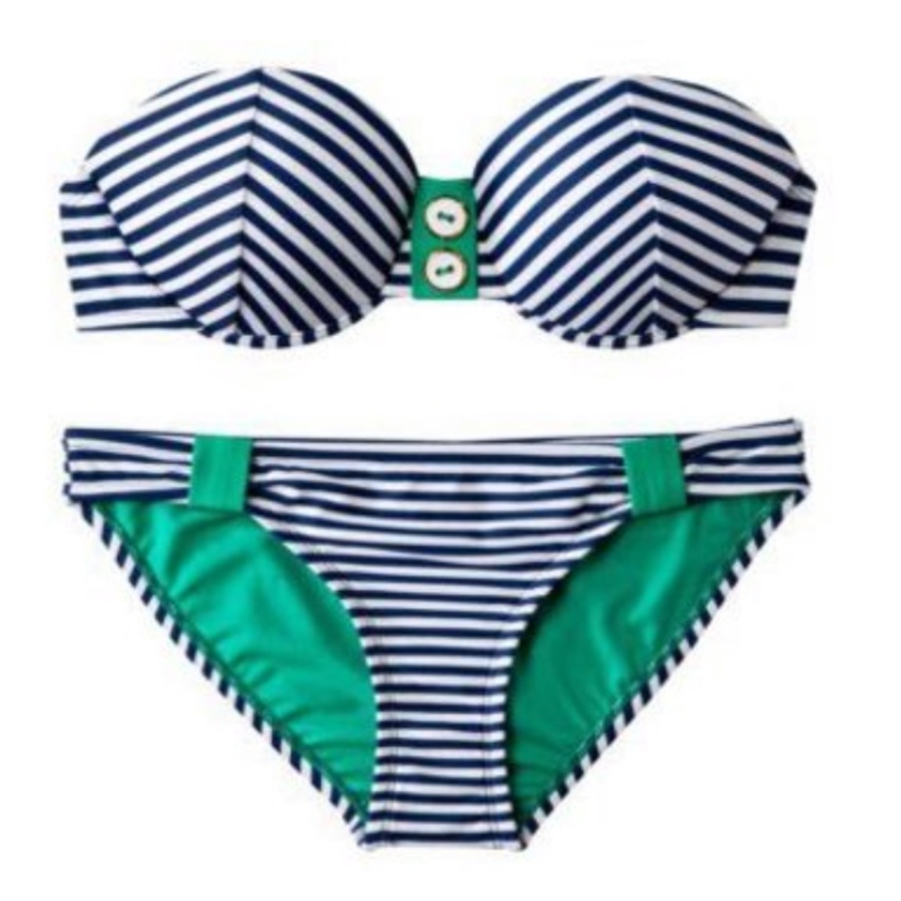 Xhilaration Push Up Navy Stripe Bikini